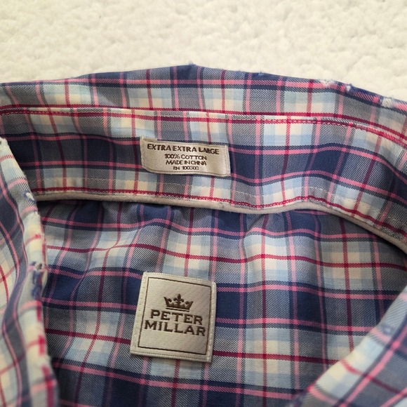 Peter Millar Mens Extra Extra Large Plaid Button Down Shirt 100% Cotton - Picture 2 of 6